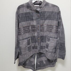 Yasuko Kurisaka Striped Cotton Button Jacket One Size Lagenlook